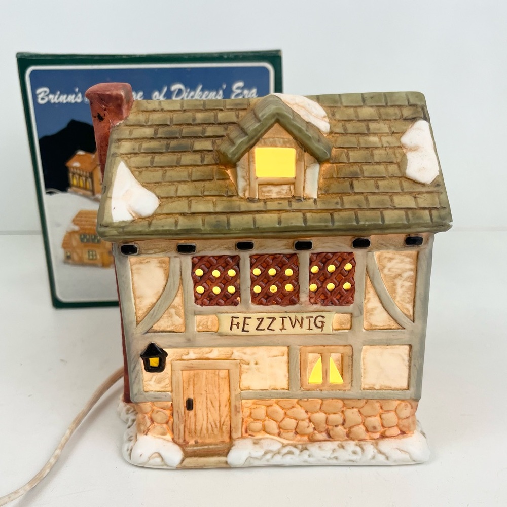 1987 Collectible Dickens' Village Series Illuminated "The Fezziwig” Handpainted